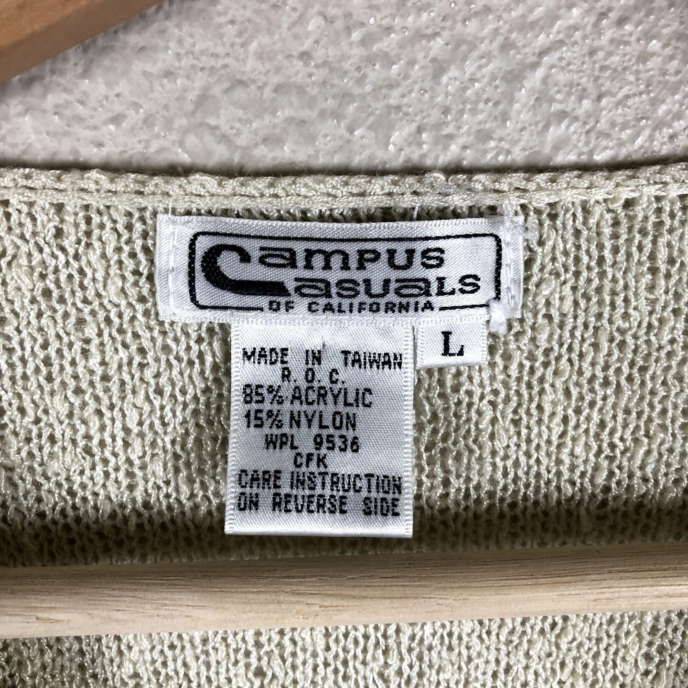 Campus Casuals Shirt Sweater Womens Large Off White Knit Loose Neck Sheer Casual - Picture 10 of 16